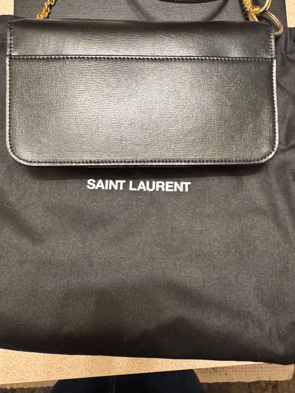 Saint Laurent Black Leather YSL Logo Crossbody with Gold Hardware - Picture 3 of 4